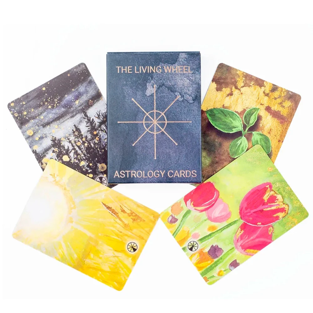 بطاقات علم التنجيم لعجلة المعيشة 55 بطاقة أوراكل لقول الحظ والعرافة مثالية لألعاب الطاولة 8.8*6.3 سم