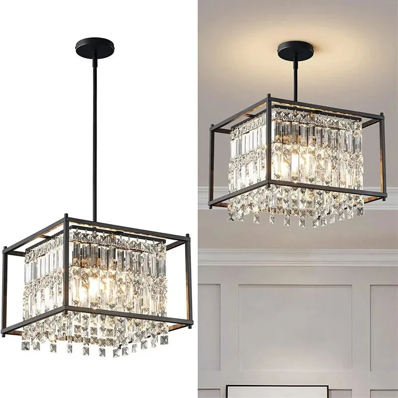 Modern K9 Crystal Chandelier Hanging Lamps For Ceiling Lamp Lustre Design Vintage Pendant Light for Living Room Dining Bedroom