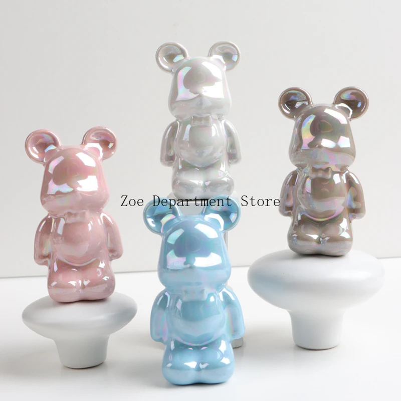 Violent Bear Cute Room Handles Cartoon Ceramic Drawer Single Hole Knobs Cabinet Handles Pulls Cabinet Door Handles