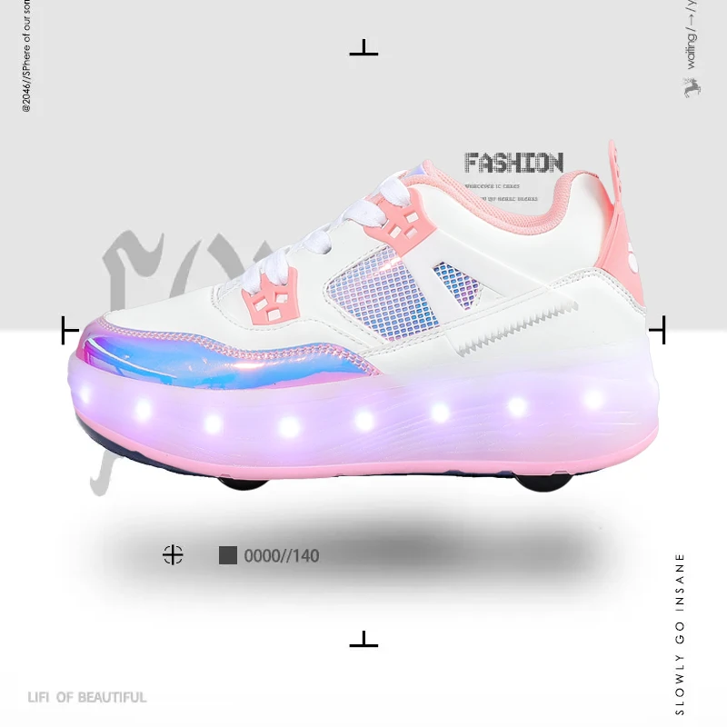 

2025 New 2-Wheel Cool Roller Sneakers: Boys' Multi-Light Shoes, Girls' Roller Skates for Students