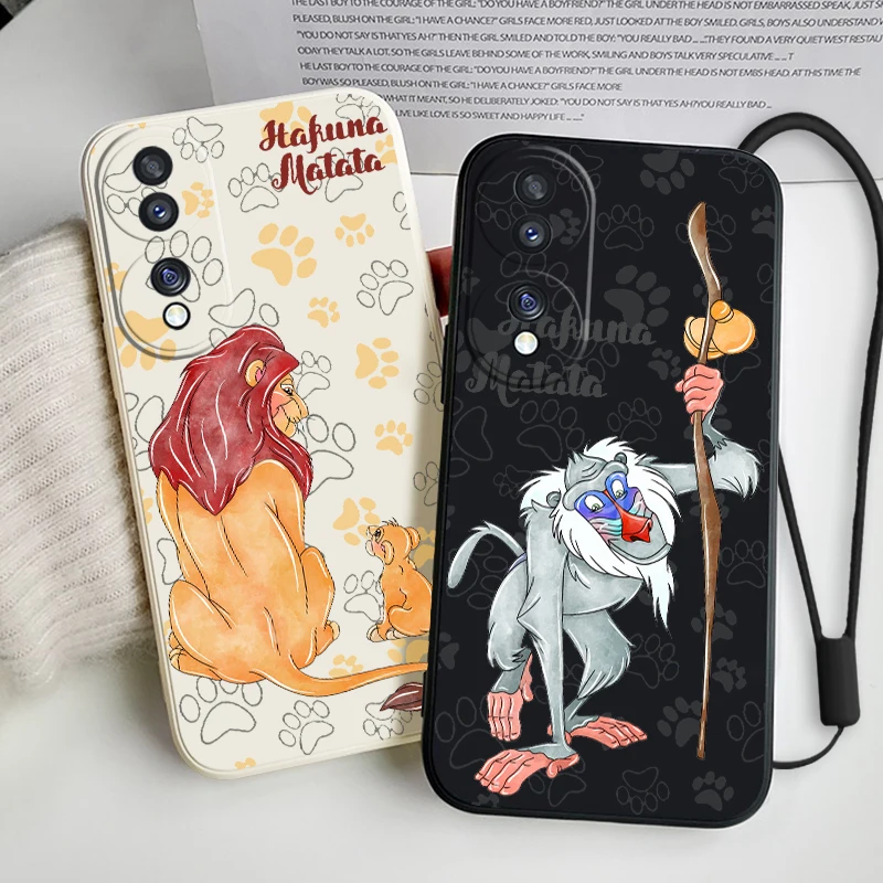 The Lion King Hakuna For Honor X8 X9A X8A 80 70 60 50 30 X20 10X 9X 9C 9A 9S 8A Liquid Rope Silicone Soft Phone Case Coque Capa