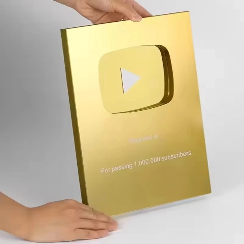 

Play Button Silver & Gold Metal Award Trophy Medal Plaque Coolest YouTubes Awards Wholesale Gifts