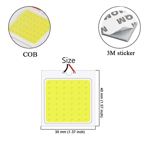 Imagen 2 del producto 10 Uds Panel Interior de camión luz de lectura coche Led COB 48 SMD LED blanco T10 BA9S C5W adorno 24V