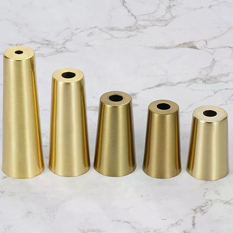 Brushed Brass Furniture Iron Foot Cover Copper Tip Table Chair Cylinder/Conical Cap Protector Bottom Safety Mat Pad