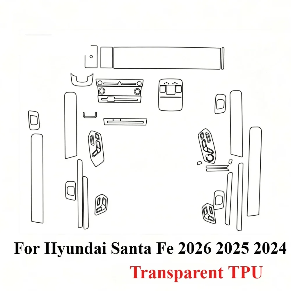 Schutzfolie Transparent TPU Für Hyundai Santa Fe 2026 2025 Auto-Zubehör GPS-Navigation Schalttafel Mittelkonsole – Detail 3