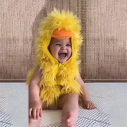 Baby Girl Boy Halloween Outfit Animal Role Play Yellow chick Cosplay Cute Mint Jumpsuit Costume Outfit Kid Halloween 2024