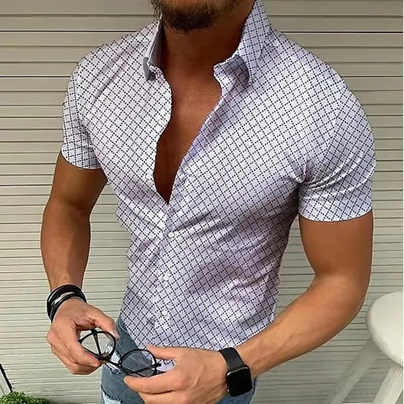 2024 New Summer Men Fashion Chemise Homme camicie a scacchi da uomo camicia a maniche corte Casual office top S-3XL