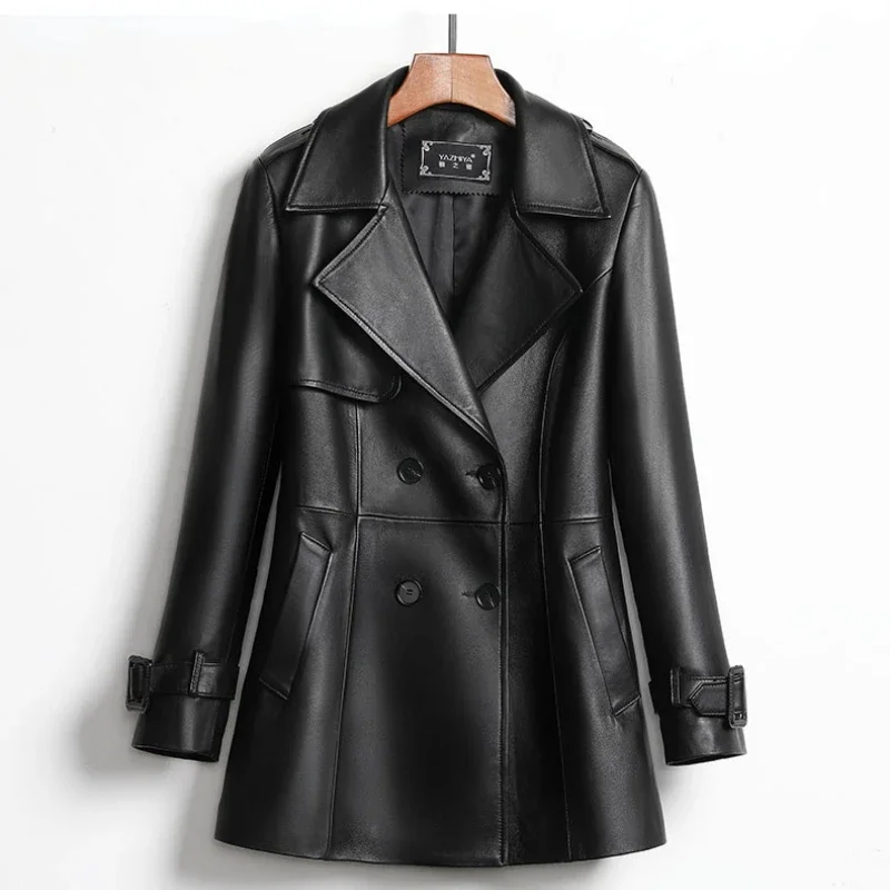 YOLANFAIRY Giacca da donna Primavera in vera pelle 100% giacche di pelle di pecora per donna Nero Moto Donna Abbigliamento Veste Femme