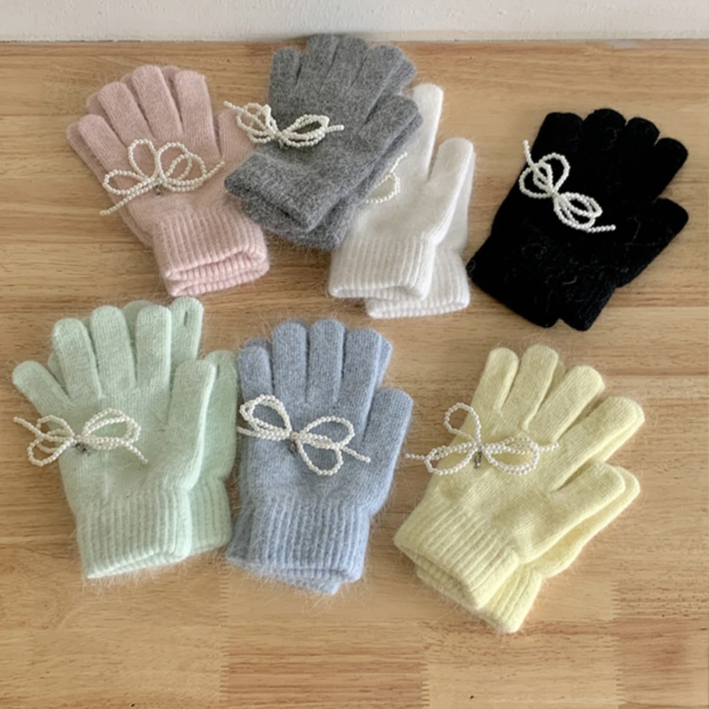 

Women Winter Fleece Thicken Gloves Keep Warm Plush Furry Full Finger Mittens Soft Elastic Casual Solid Color Cycling Ski Gloves