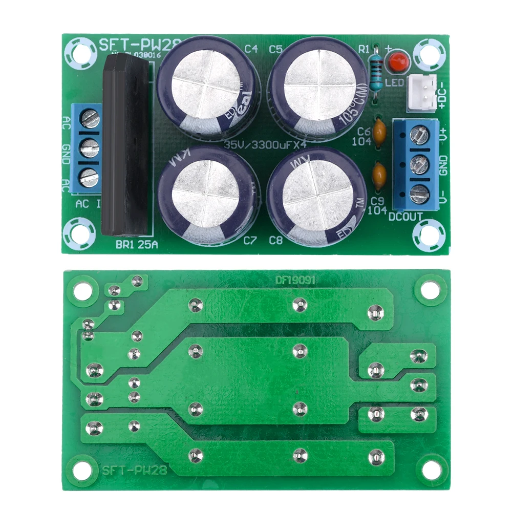 

PW28 AC to DC Dual Power Filter Power Amplifier Board Rectifier Module 25A Flat Bridge Unregulated Power Supply Board Dual USB