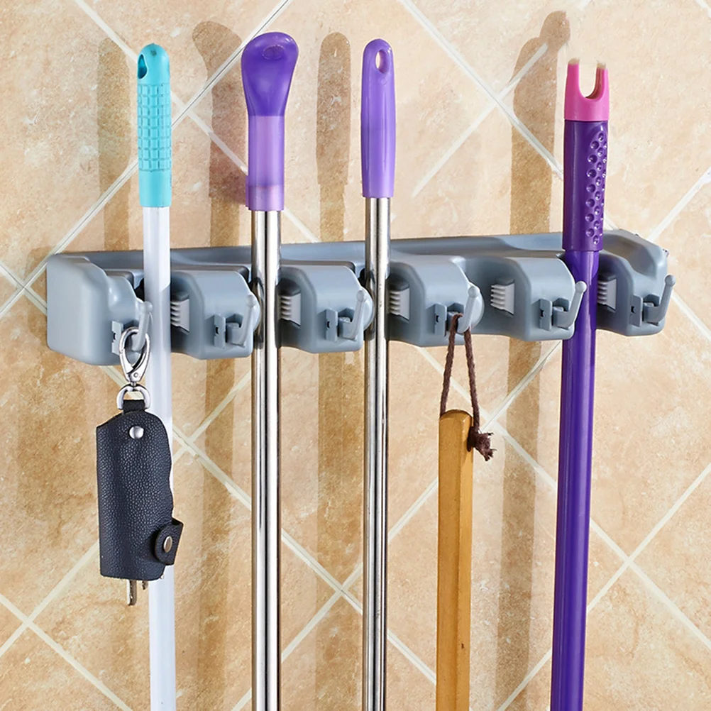 Mop and Broom Holder Wall Mount Round Scarf Hanger Mounted Organizer Deck Brush