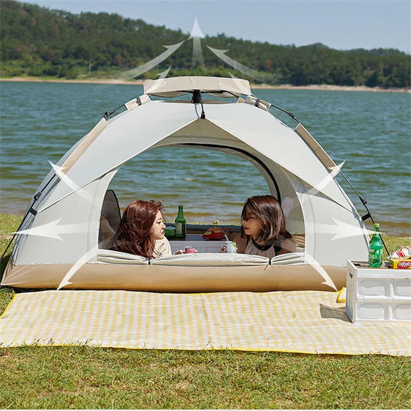 

2-4 Person Camping Tent Outdoor Waterproof Hiking Portable Folding Beach Quick Opening Popup Instant Camping Tent 야영 텐트