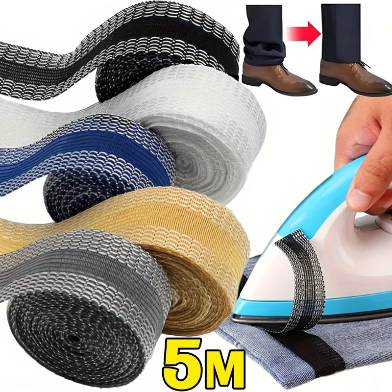 1/5M Self-Adhesive Pant Paste Tape for Pants Edge Shorten Trousers Patch Clothing Iron-on Hem Fabric Tape DIY Sewing Supplies