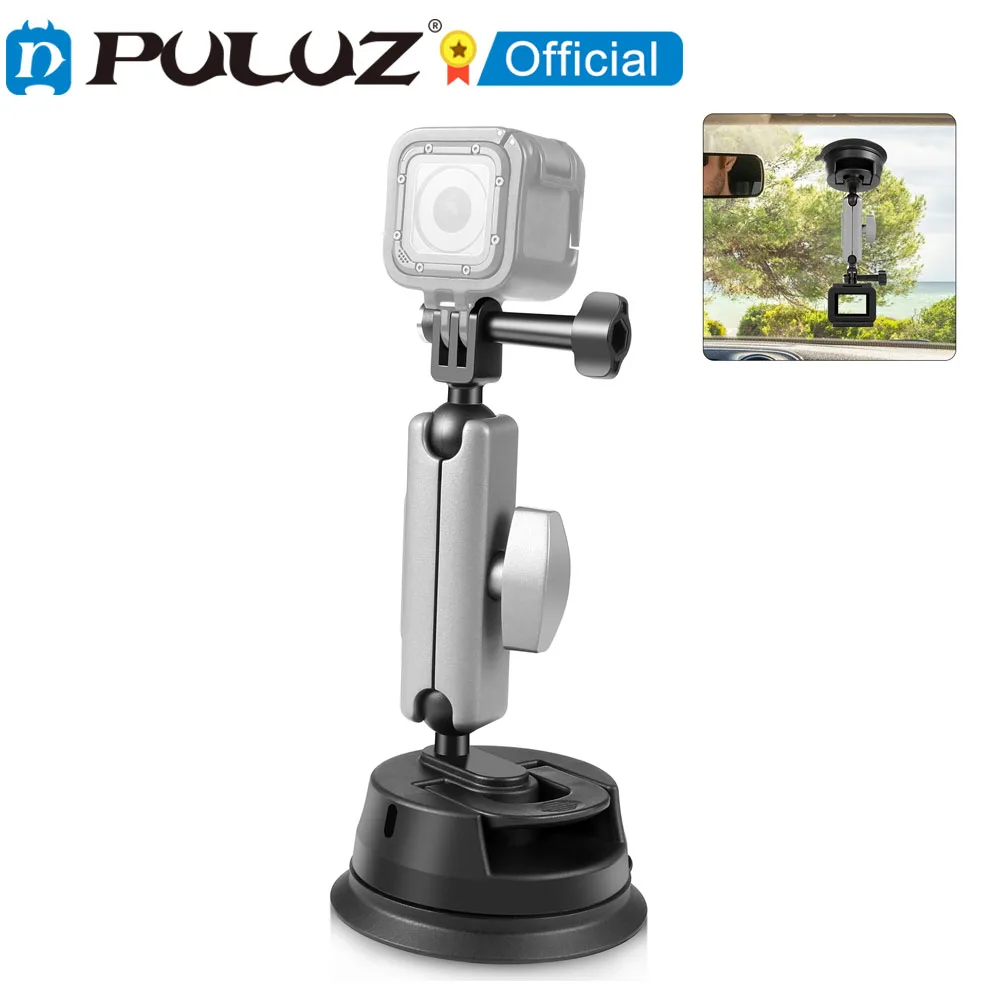 Puluz-Car Ventosa Braço Mount com adaptador de montagem, parafuso longo para Gopro, DJI, Insta360, X3 e outros esportes câmera de ação