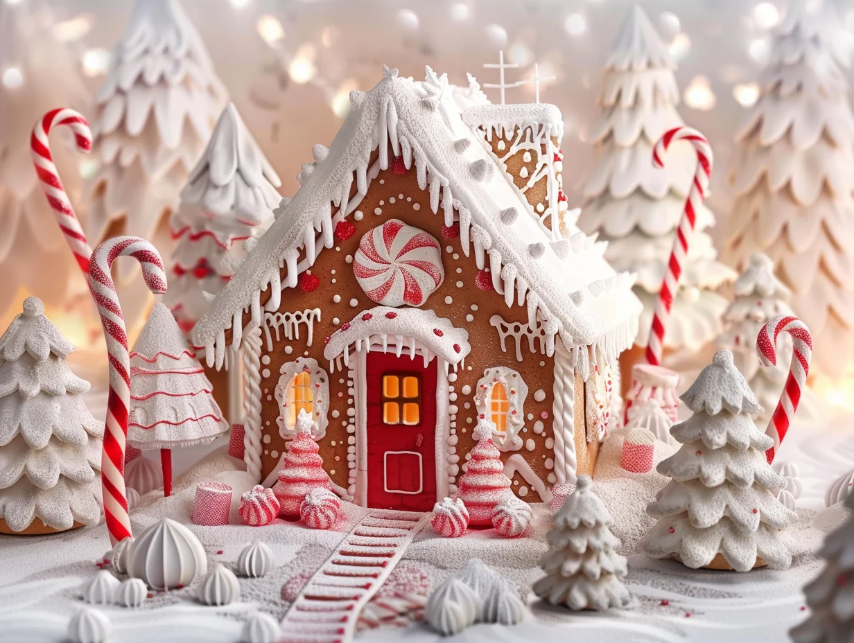 Mocsicka fotografia sfondo festa di natale Candy House Snow Background Kid Happy Birthday Cake Smash Photo Banner Studio Prop