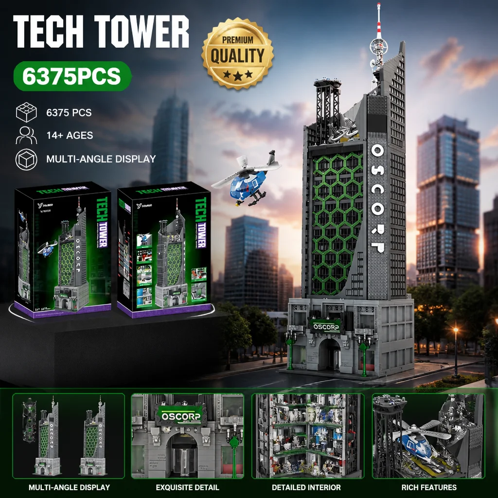 Oscorps House Modular Skyscraper Building Blocks Superhero Headquarters Architecture Bricks Model Kit DIY Assembly Toy for Adult
