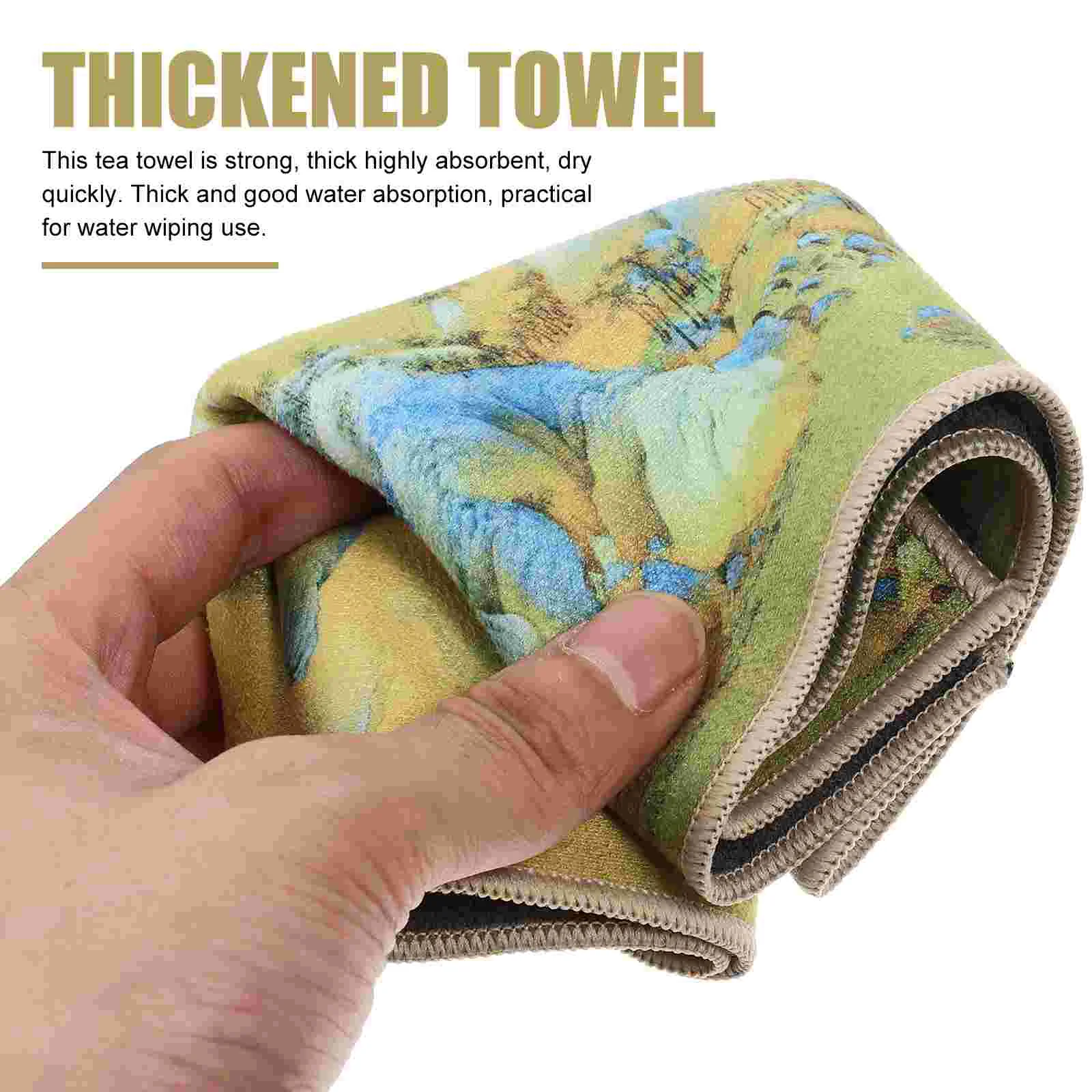 2 Pcs Tea Mat Cloth Kitchen Dish Towel Teacup Tableware Absorbent Supple for Home Coral Fleece Water Absorption Washable Towels