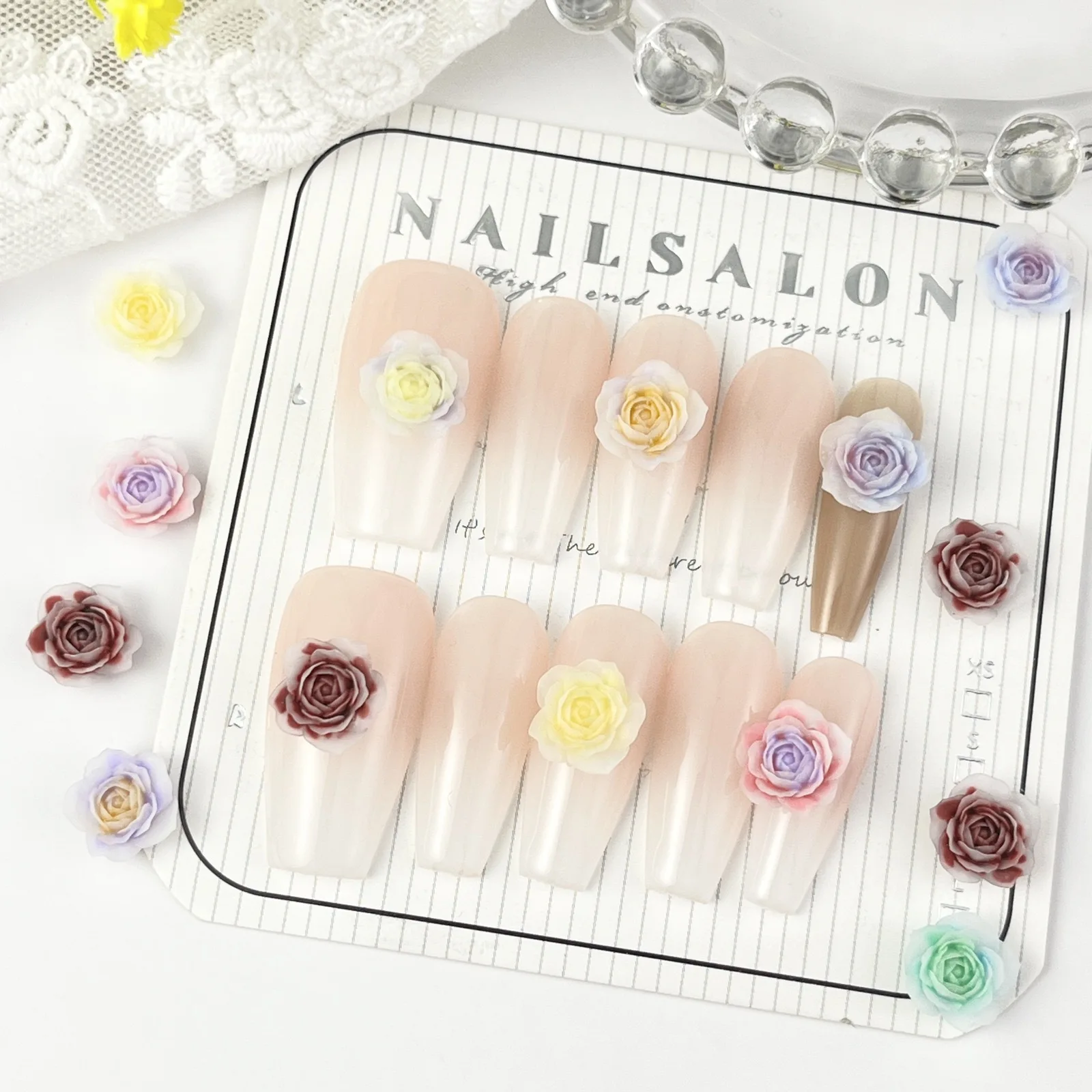 20pcs miniso flower cartoon nail charms for diy nail making cute mini resin flatback nail art decoreation