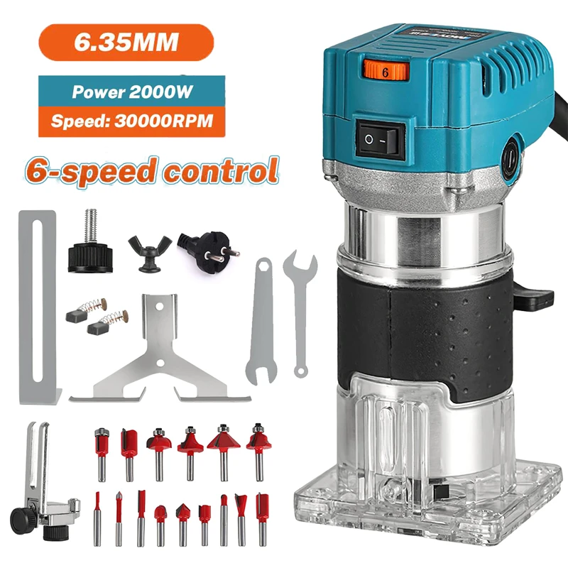 2000W Woodworking Edge Trimming Machine Electric Woodworking Tool Multifunctional Small Chamfering Electric Carving Router Tool