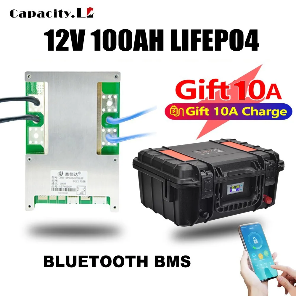 12V Lifefoe4 Battery 100AH Rechargeable Battery Pack 100ah With USB Cigarette Lighter Lithium Iron Phosphat  RV Camping Battery