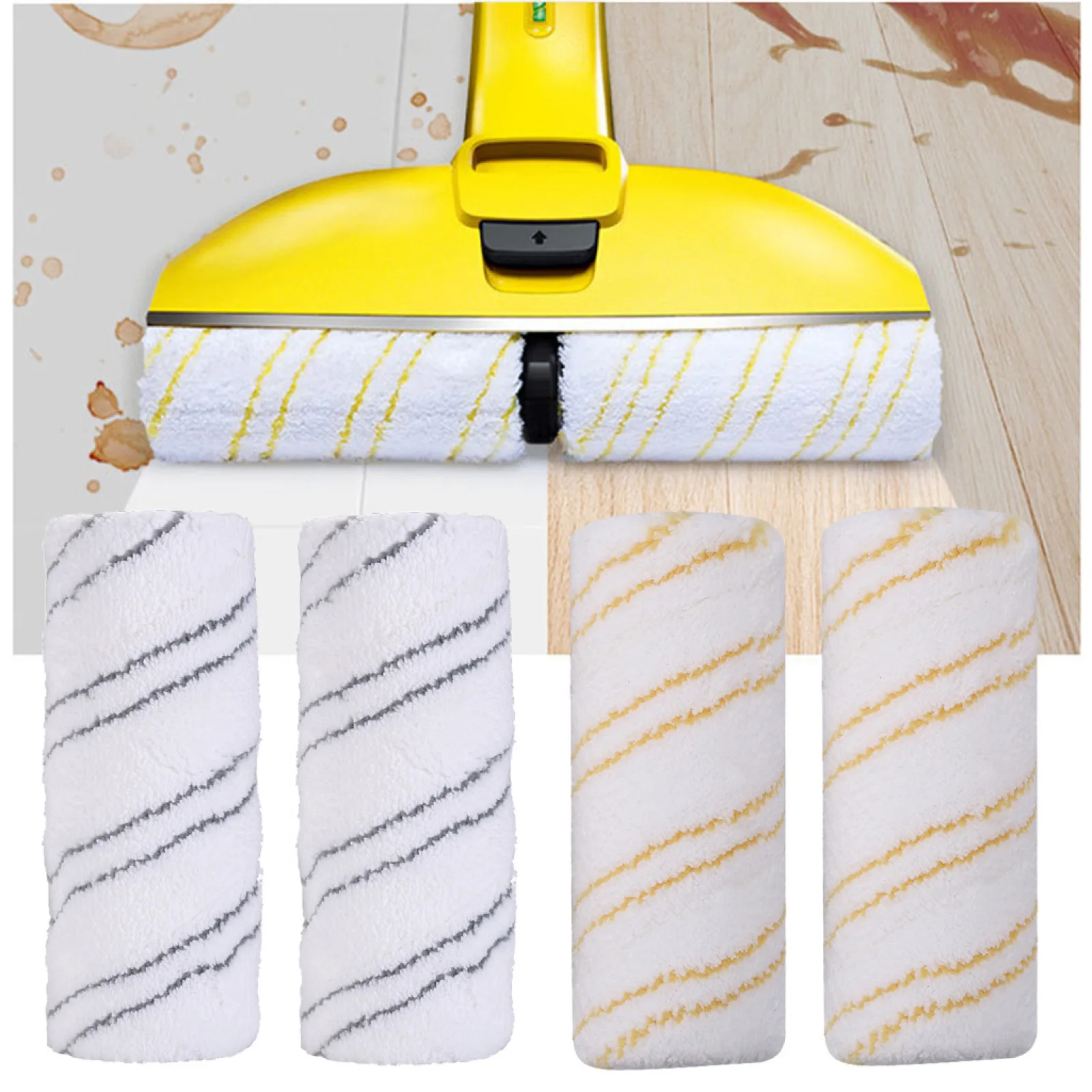 2Pc Washable Soft Lint Microfiber Rollers Set For Karcher FC3 FC5 FC7 Hard Floor Wet Dry Cleaner Accessories Replacement Parts