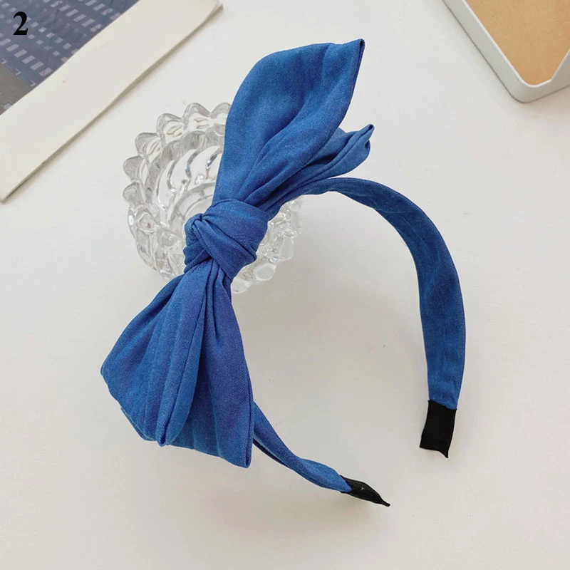 Fashion hair accessories women double-layer bow headbands wild denim hairband girl striped floral wide-brim hair band headwear