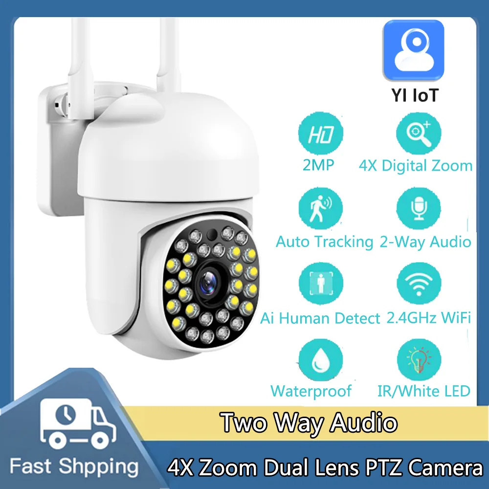 YI IOT Outdoor kamera WiFi 1080P 4X Zoom cyfrowy bezpieczeństwo w domu dwukierunkowy wodoodporny Monitor wykrywania ruchu Audio