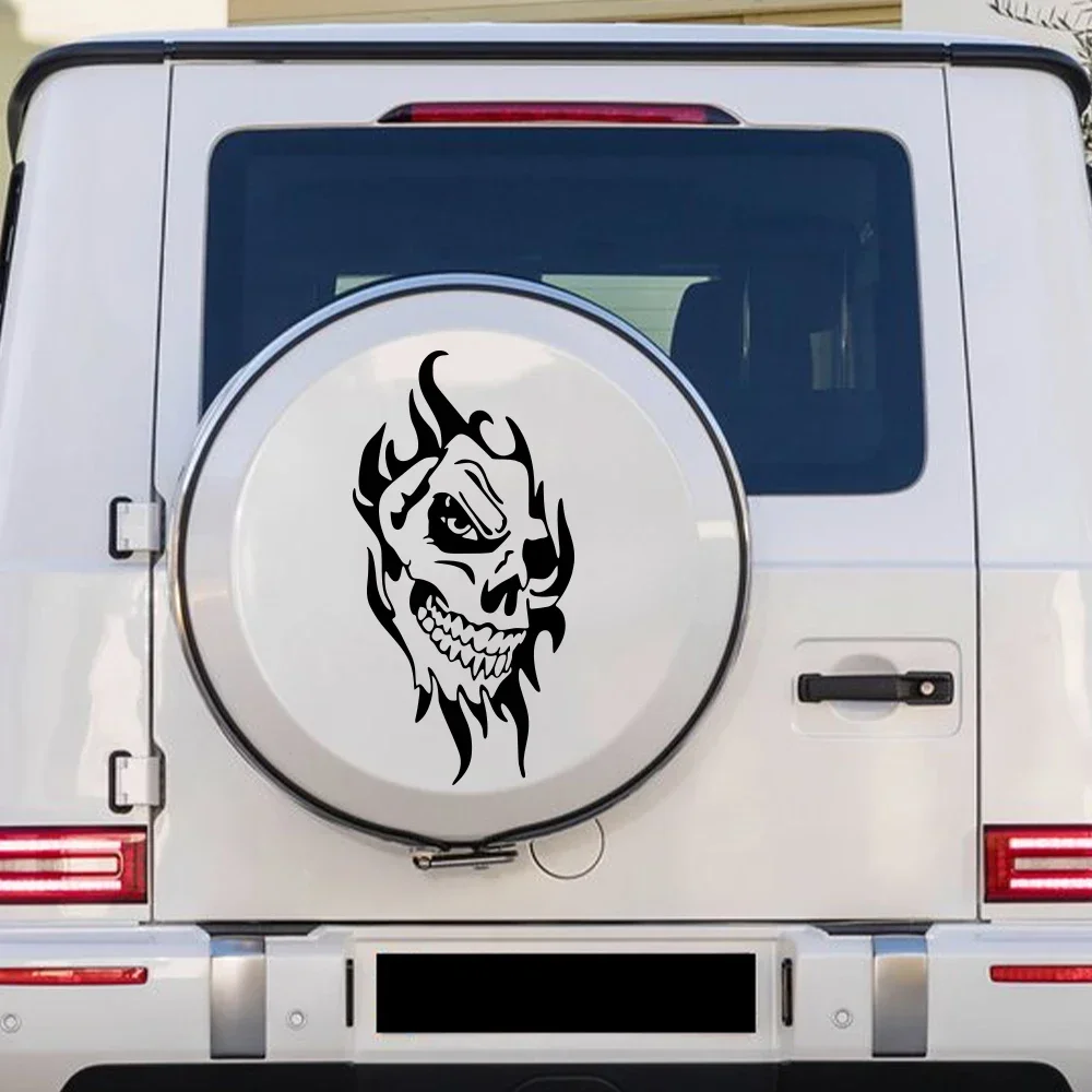 

Наклейка на автомобиль: Череп с пламенем, декоративная виниловая наклейка для Хэллоуина, тюнинг-аксессуары для авто и грузовиков
