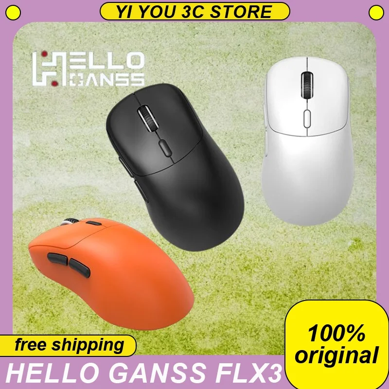 

HELLO GANSS FLX3 E-sports Gaming Mouse Tri-mode Wireless PAW3395 Lightweight Mouses 1K/4K Long-endurance Ergonomic Custom PC