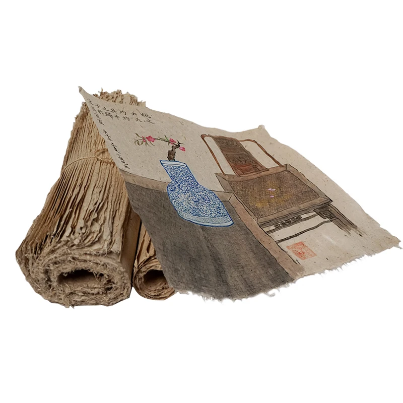 Yaozhai Cotton Paper Handmade Mulberry Paper Retro Raw Xuan Paper Half Ripe Painting Calligraphy Paper Yunlong Fiber Rice Papel