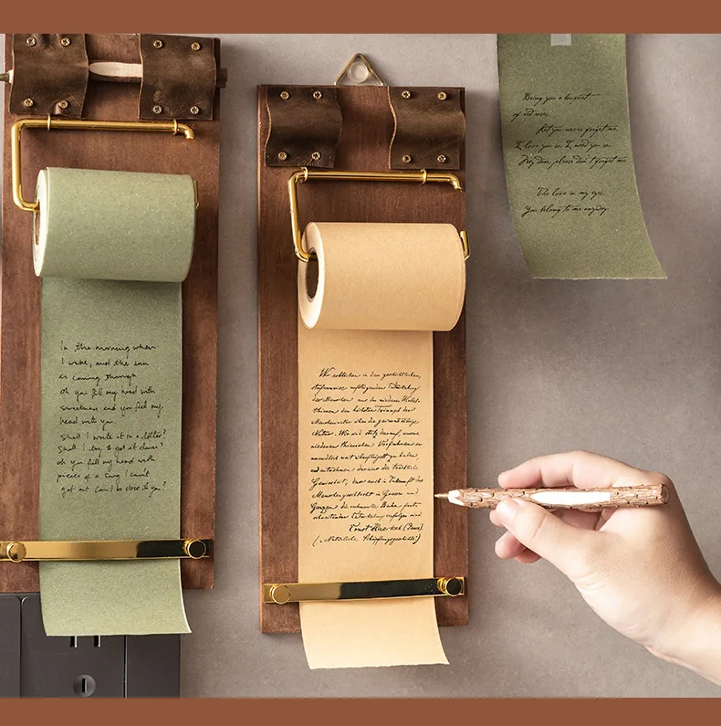 2026 Vintage Sticky Note Clip Hanging Roll Paper Sticky Note No Sticky Ins style Board Note Blank Notepad Message Pad