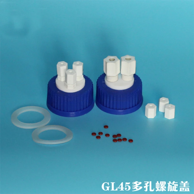 Solvent-safe caps Porous screw caps and HPLC systems 2 holes 8/1 can be customized