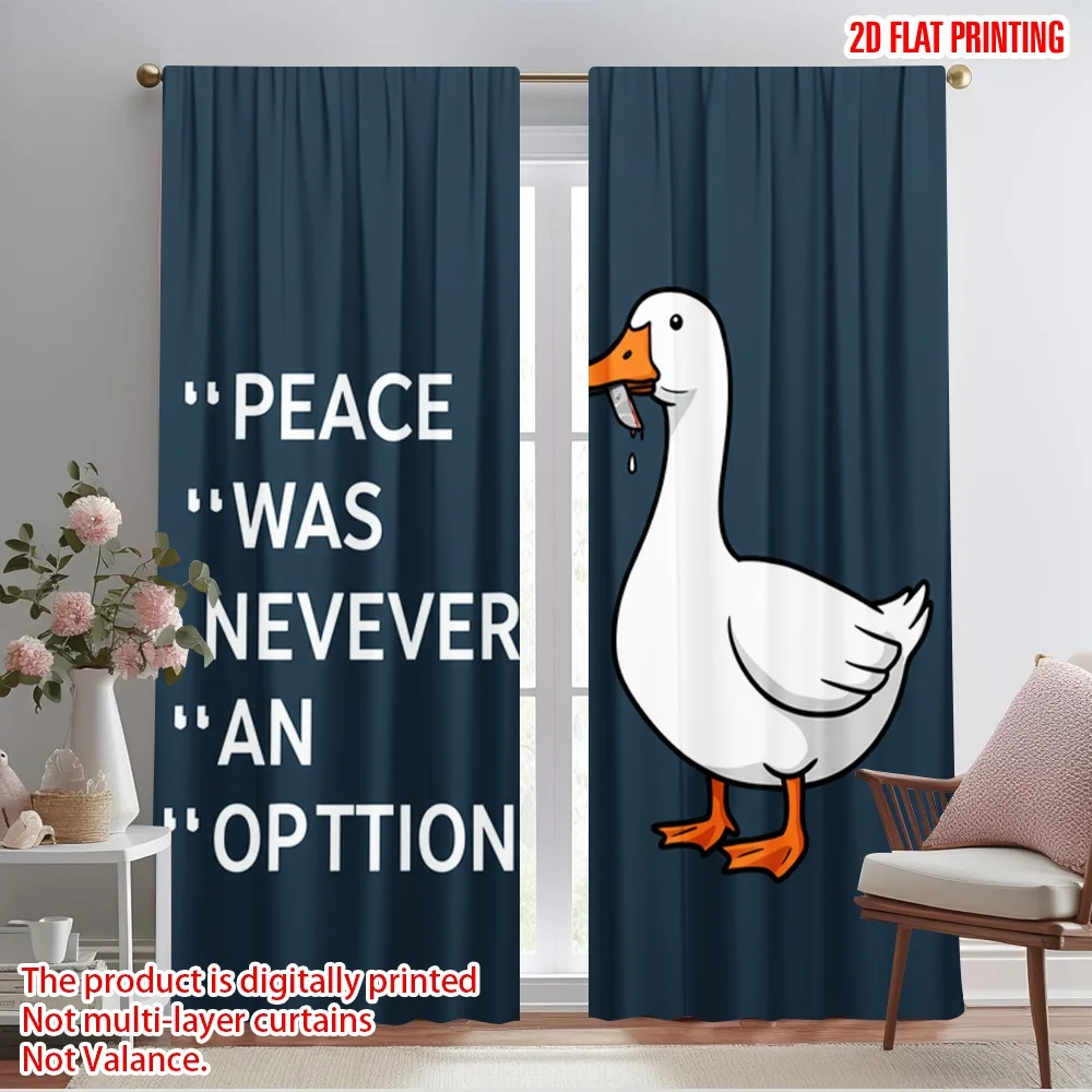 

2pcs 2D flat printing Curtain Peace Was Never Option Goose Polyester Fabric Without Electricity Seasonal Party & Holiday Decor