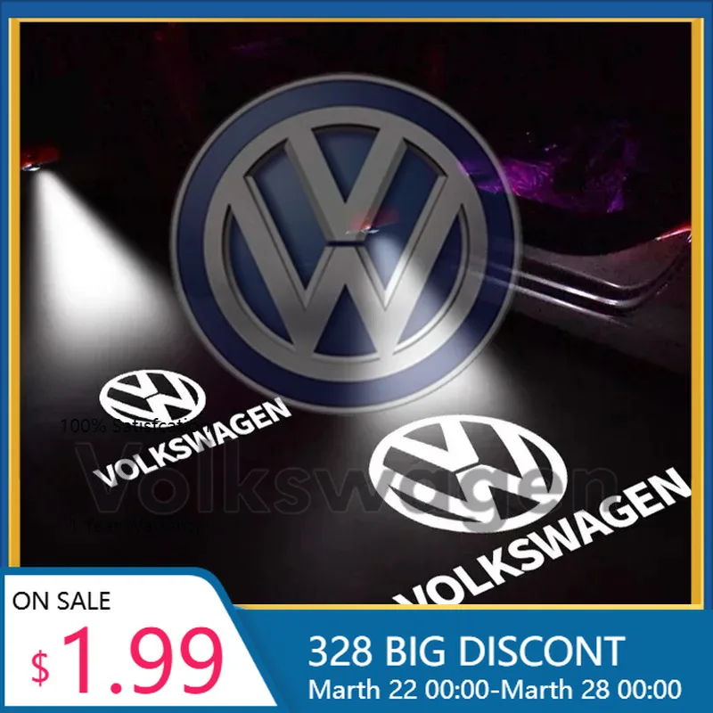 

For VW VOLKSWAGEN New 2PCS Car Door Emblem LED Light Welcome Lamp Wireless Laser Projector For VW Volkswagen Golf Polo Passat To
