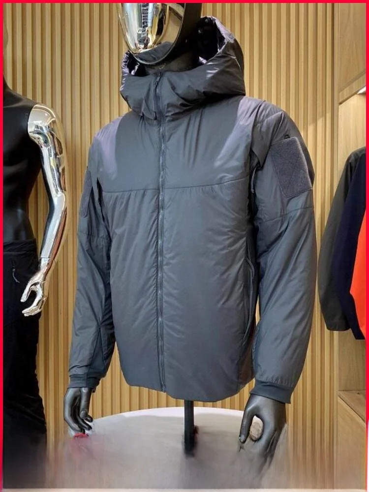 

Tactical Lightweight Winter Jacket for Men Thickened Cotton Padded Coat Outdoor Casual Warm Nylon Fabric Zipper Closure Hooded
