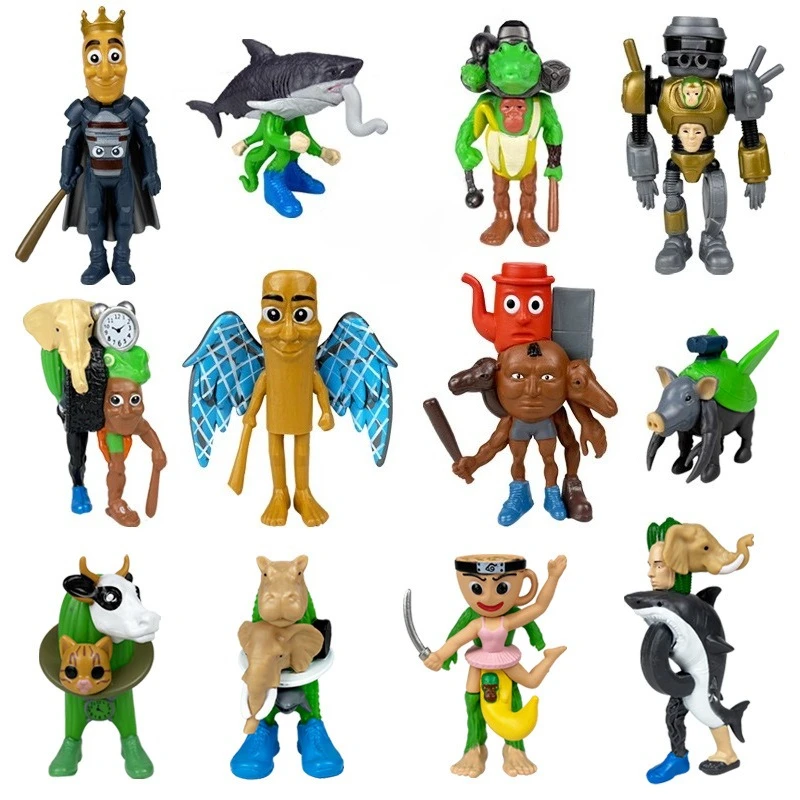 

New 12Pcs Italian Brainrot Tung Tung Sahur Mini Figure Toy Tralalero Tralala Bombardino Crocodilo Model Doll Kids Gift