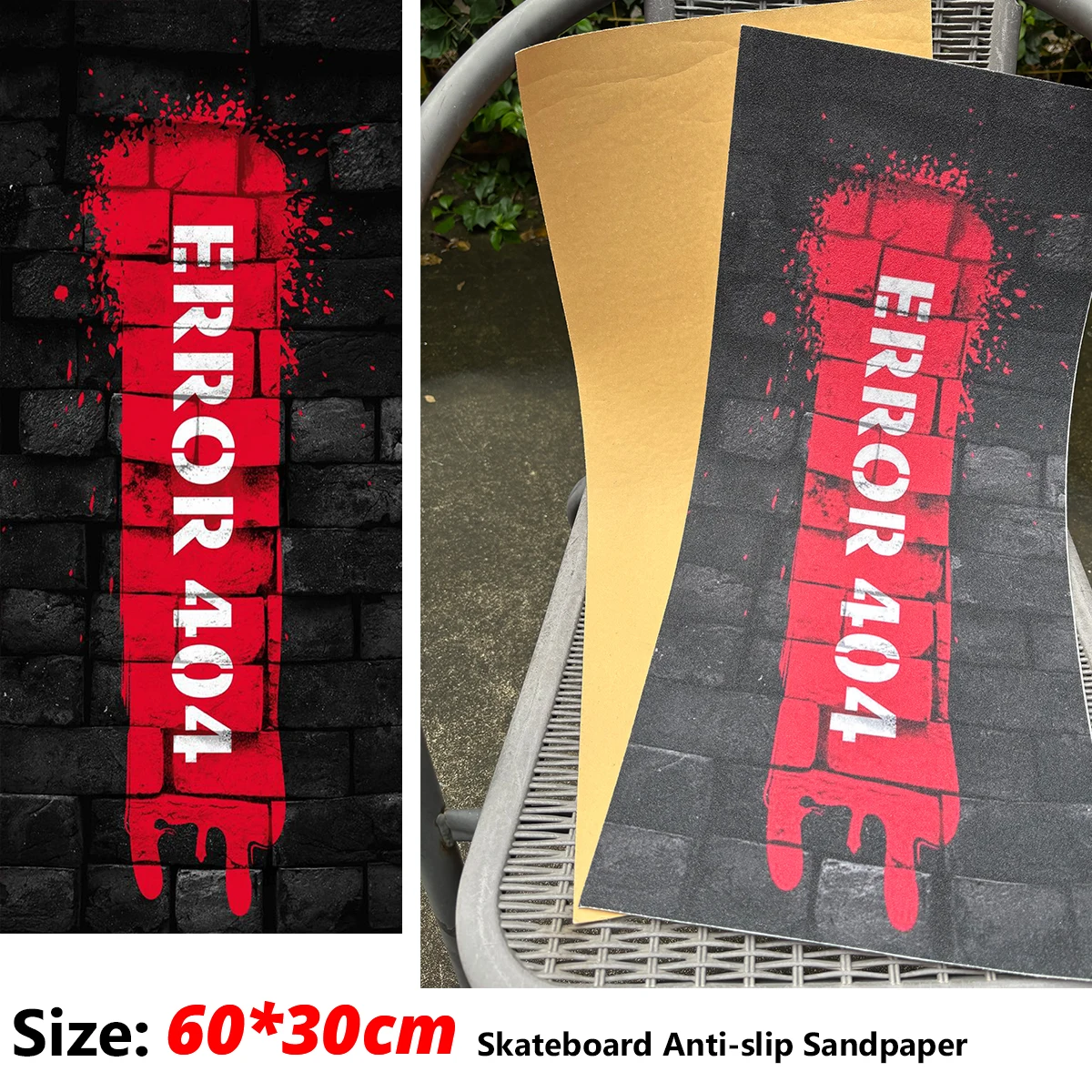 Griptape Error 404 Pattern Electric Scooter Anti-slip Sticker Sandpaper Skateboard Grip Tape Sheet 60*30cm