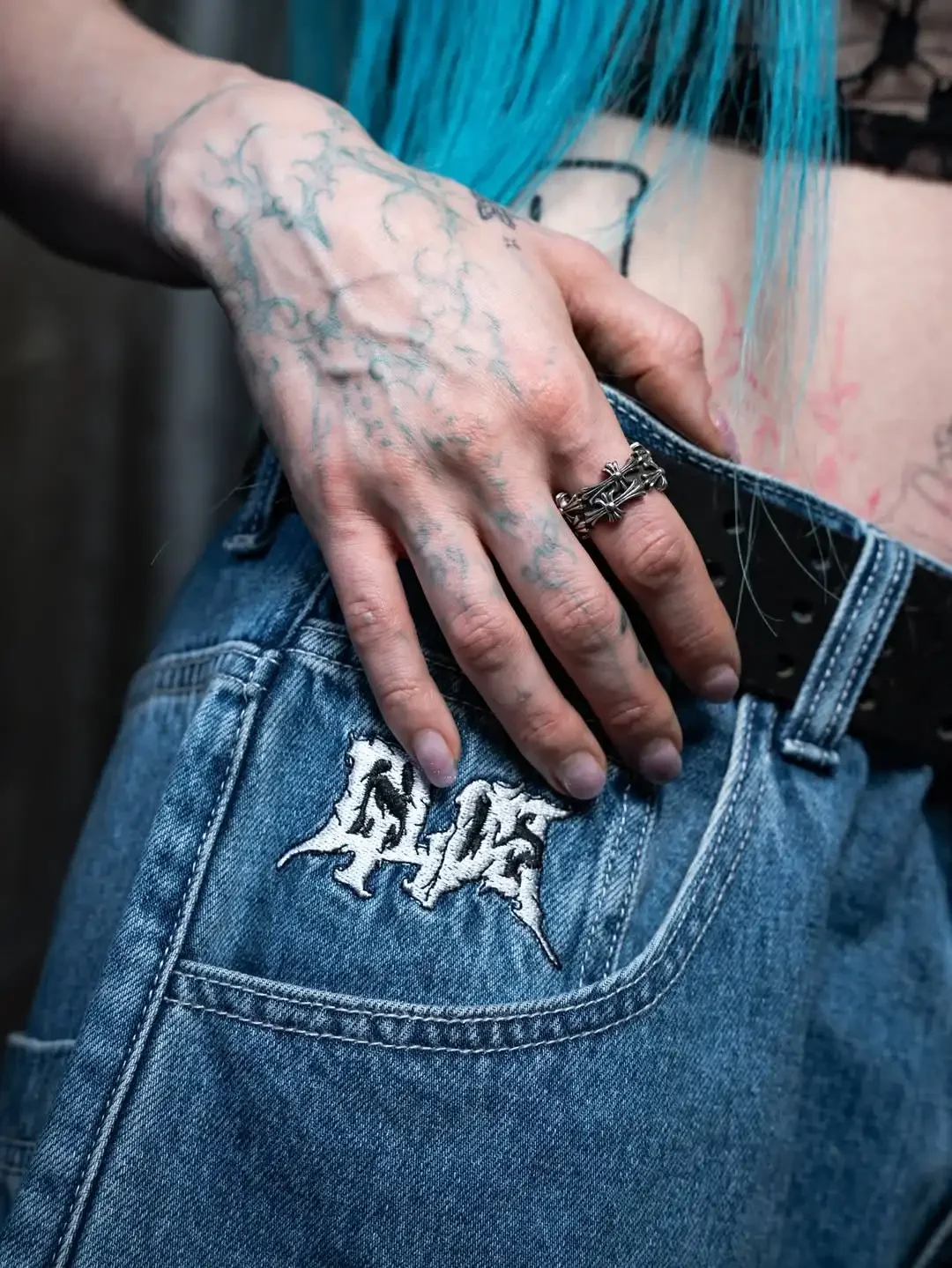 Pantalones cortos vaqueros con bolsillos grandes azules Harajuku, pantalones vaqueros Vintage gótico callejero Hip Hop, moda Punk de gran tamaño, pantalones de pierna ancha de cintura alta Unisex