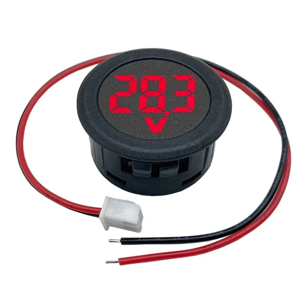 5PCS DC 4-100V LED Digital Round Voltmeter Red Blue Green 2 Wire Current Meter Detector For Car For Auto Battery Voltage Testing