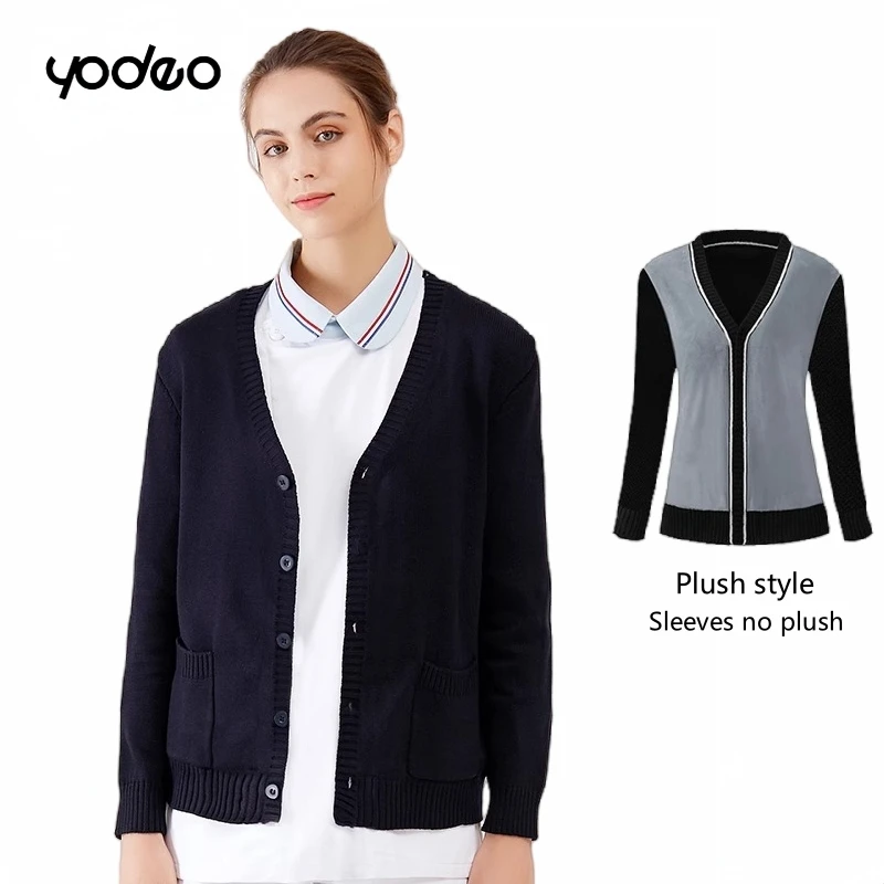 Vêtements du personnel médical, pulls UC durables et résistants à l'usure, cardigans tricotés en velours épaissi, vente en gros