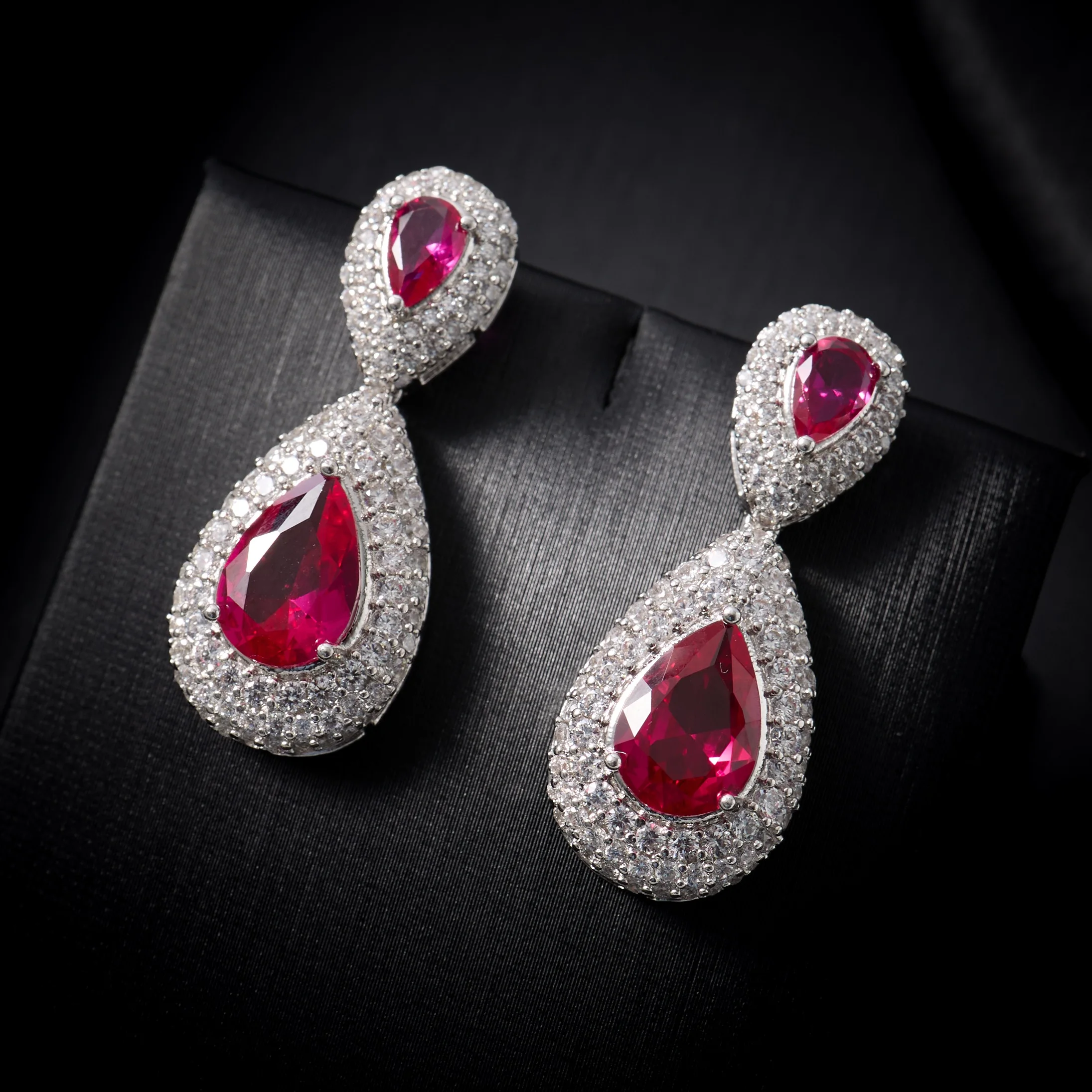 001380 Luxury Bridal Jewelry Sets For Women Cubic Zirconia Full Paved Pear Cut Cubic Zirconia 4pcs Jewelry Set Wedding Bridal Ne