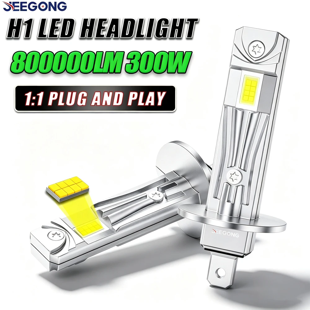 Ampoule Led H1 Headlamp 800000LM 300W Plug And Play H1 LED Headlight Bulbs 9084 CSP Chips CANBUS Error Free Fog Light 6000K 12V
