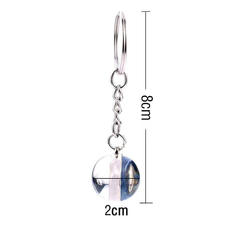 Snow House Keychain Double Sides Christmas Tree Glass Ball Key Chain Car Keyring Christmas Gift