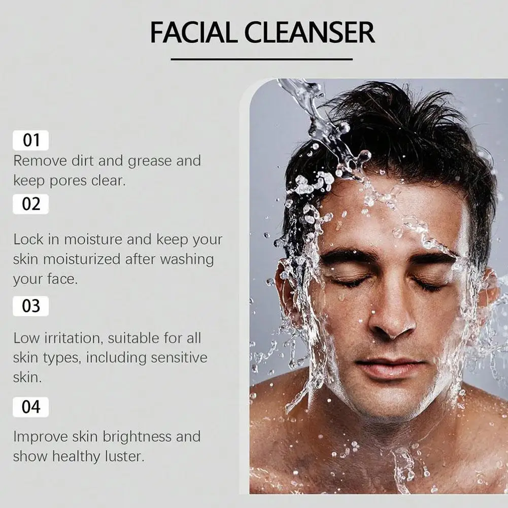 

Men Facial Cleanser Moisturizing Oil Control Exfoliating 50g Prone Acne Skin Deep Cleaning Blackhead Remover U6V4