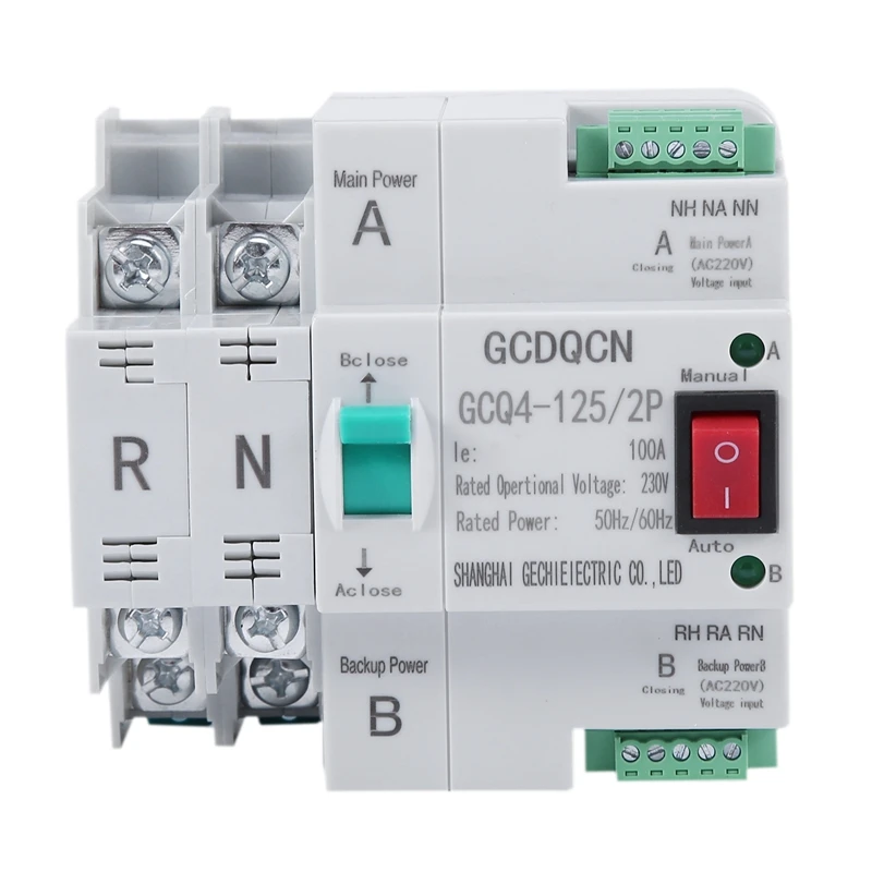 

Promotion! Dual-Power Automatic Transfer Switch 2P 100A Household 35Mm Rail Installation