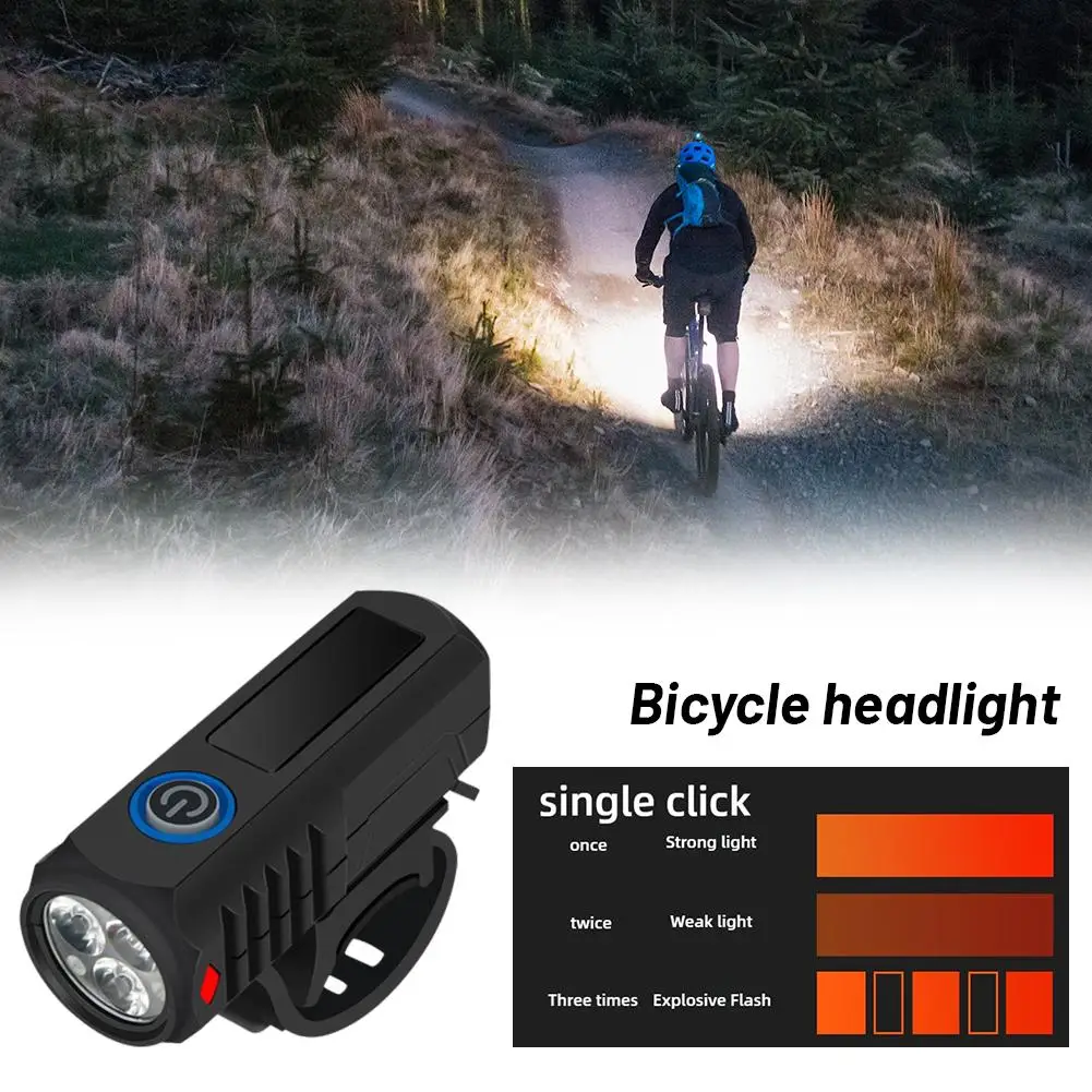Bike Front Rear Light Set Rechargeable Power Display Headlights Easy to Install Bicycle Warning Taillights for Riding Safety