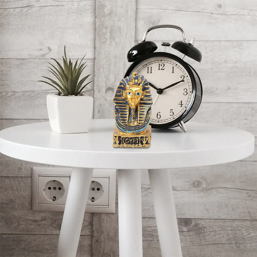 2Pcs Egyptian Tutankhamun Pharaoh Resin Craft Elegant Small King Decoration for Home Office Display