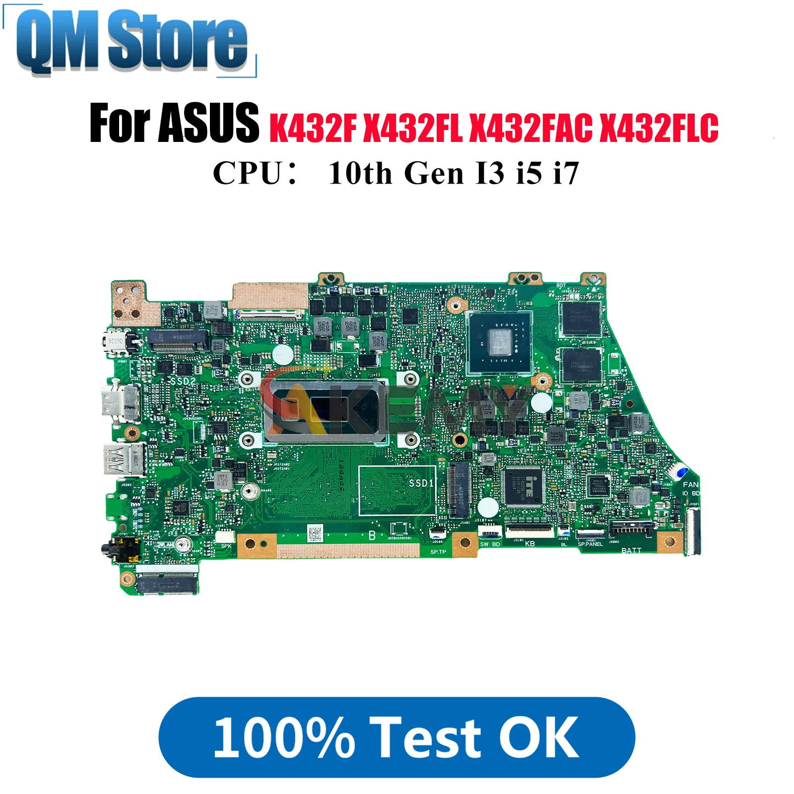 Płyta główna X432FL do laptopa ASUS VivoBook X432FAC X432FL X432F X432FLC K432F V432F S432F z procesorem 10. generacji I3 i5 i7