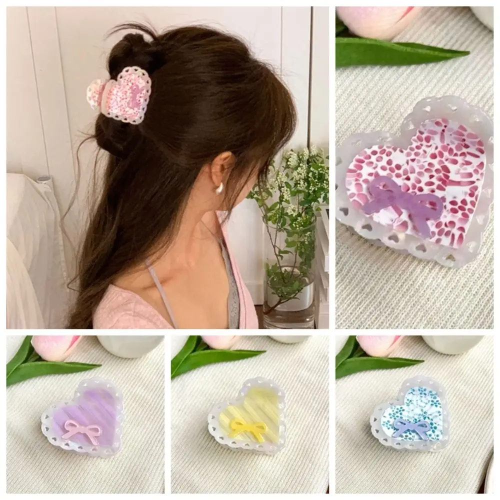 

Hair Clip Elegant Heart Shark Clip Korean Style Hollow Out Acetic Acid Hair Claw Stripe Hairgrips Bow Hair Claw Friends