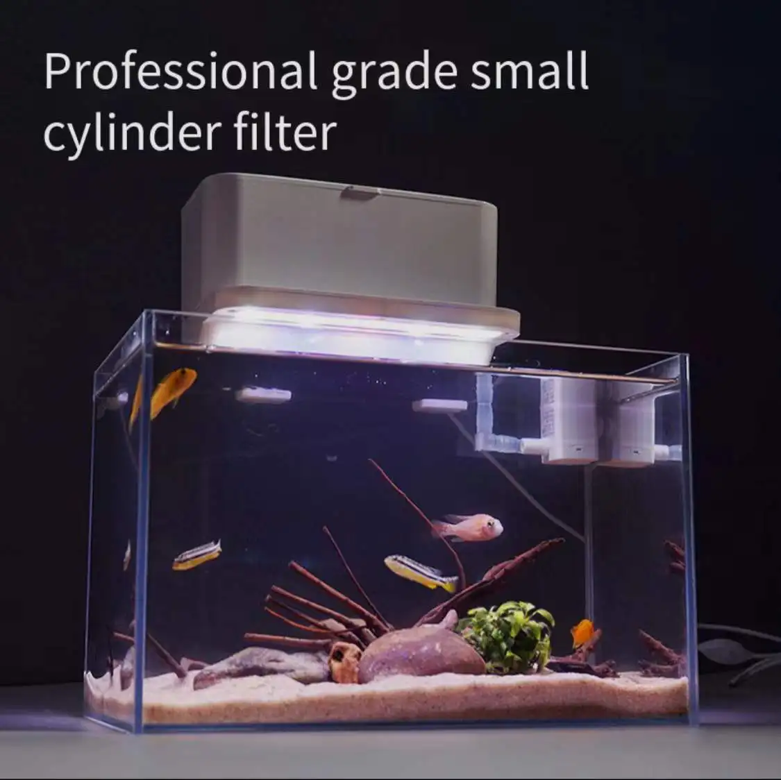 Fish tank filter box three-in-one filter, oxygen supply filter lighting three-color mixed light lamp aquarium tube accessories5V